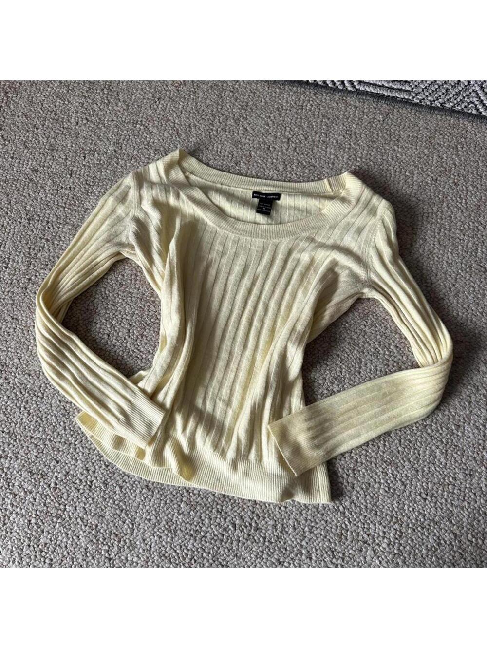 Butter Yellow Boat Neck heavy ribbed sweater
